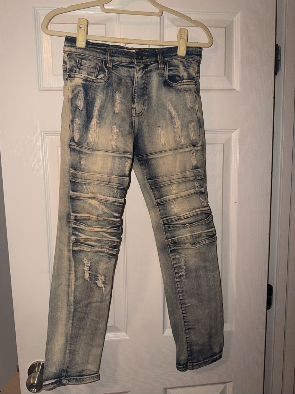 Evolution In Design Distressed Moto Biker Jeans Size 16